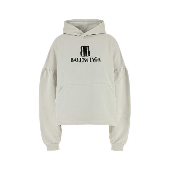 Balenciaga Women Chalk Cotton Oversize Sweatshirt